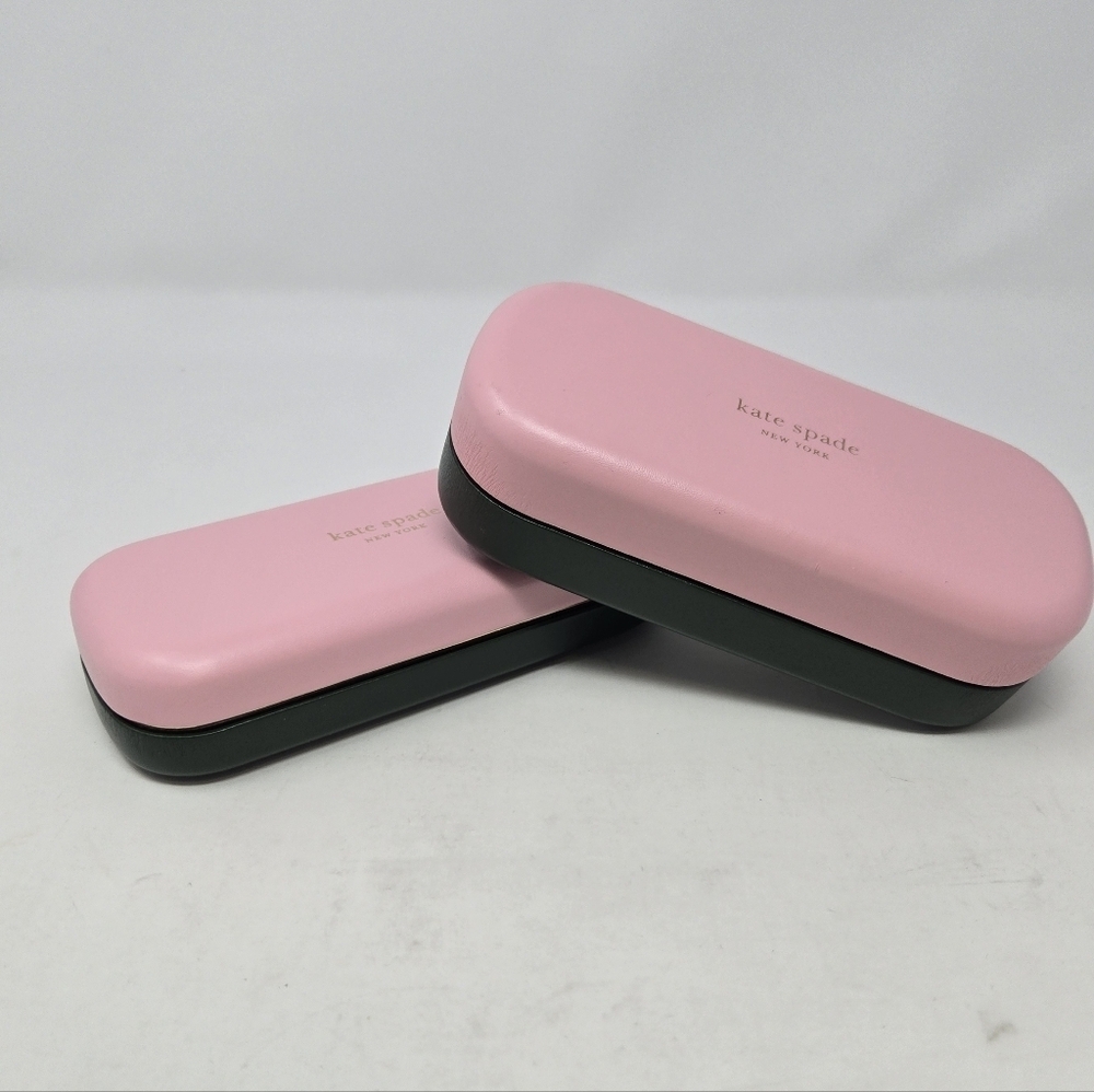 KATE SPADE BUNDLE HARD CASE SUNGLASSES GLASSES PINK & GREEN SET OF 2 WOMEN WIPE